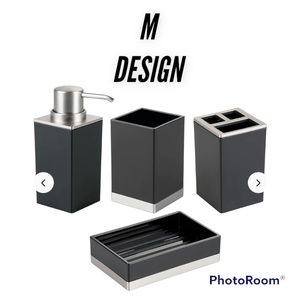 NWT MDESIGN 4-Piece Black Bathroom Accessory Set.